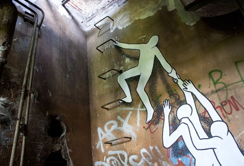 2 אמן רחוב גרמני- דמויות לבנות בורחות